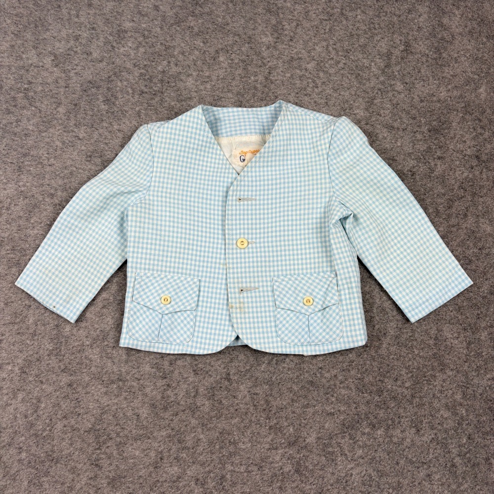 Good Lad Sportswear Blazer Boys Size 2T Blue Gingham Vintage Check Jacket